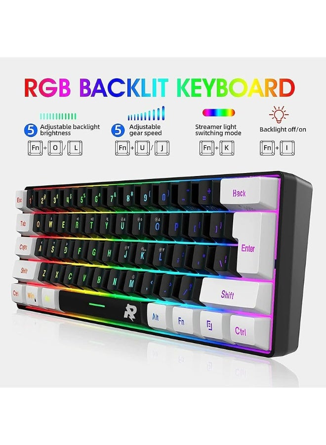 Rock Pow Arabic 60% Wired Gaming Keyboard Mouse Combo,RGB Gaming Mice Ergonomic Ultralight 8000DPI Optical Sensor,61 Keys RGB Backlit Gaming Keyboard,Ultra-Compact Mini Waterproof Keyboard for PC Computer Gamer - Image 3